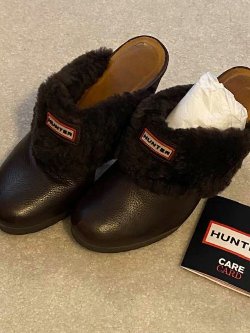 Hunter Women's Insulated Clog Faux Sherpa Lined Slip On block heeled Shoes